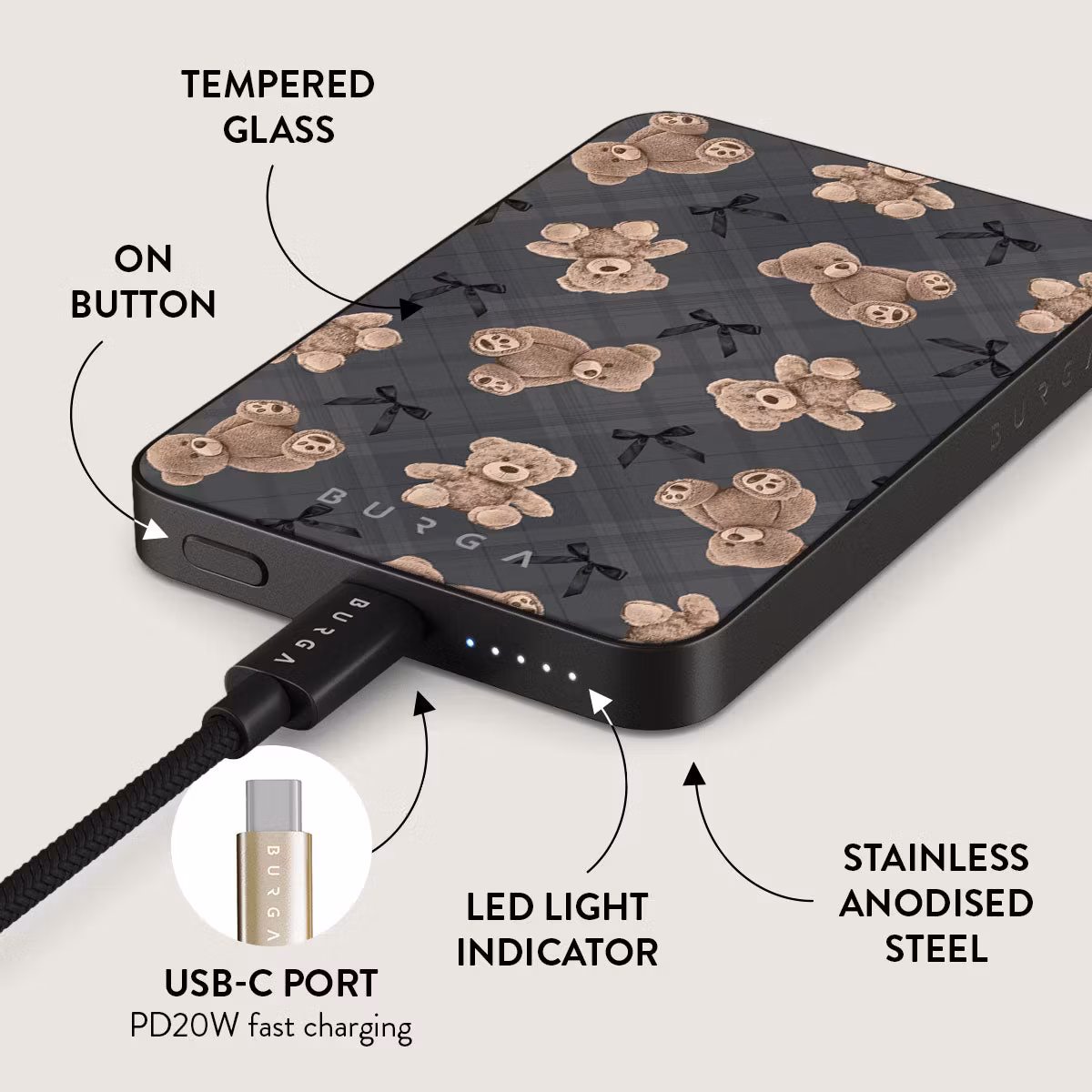 Burga BFF - MagSafe Power Bank 5000 mAh Metallgrå