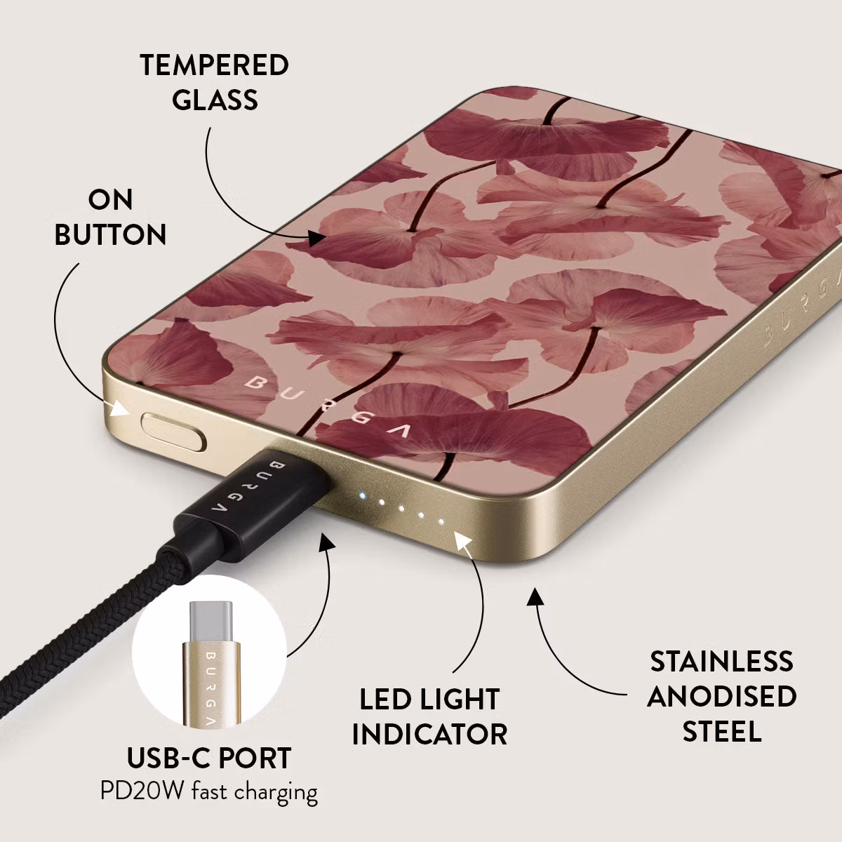 Burga Tender Kiss - MagSafe Power Bank 5000 mAh Guld