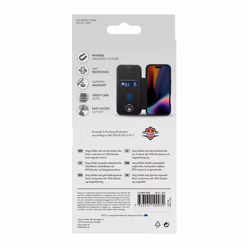 X2O Mag Wallet Plånboksfodral Apple iPhone 17 Pro Max Svart