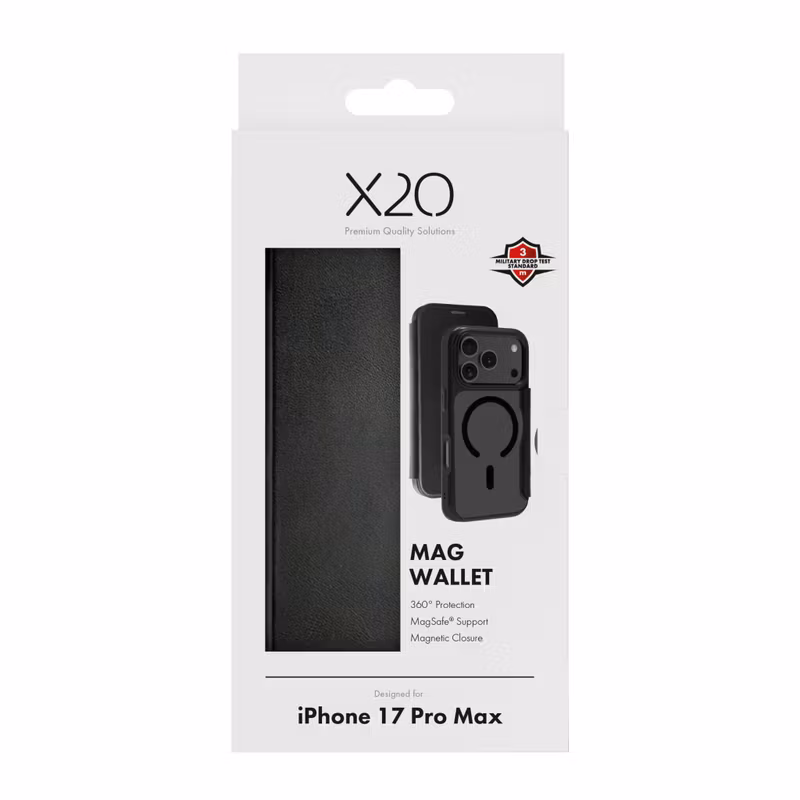 X2O Mag Wallet Plånboksfodral Apple iPhone 17 Pro Max Svart