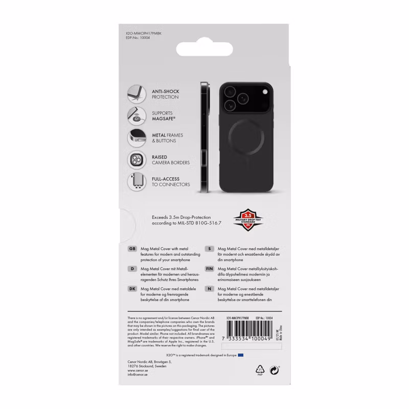 X2O Mag Metal Skal Apple iPhone 17 Pro Max Svart