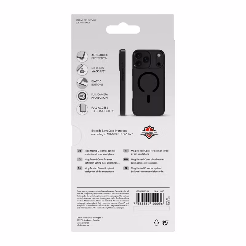 X2O Mag Frosted Skal Apple iPhone 17 Pro Max Semi-Klar/Svart