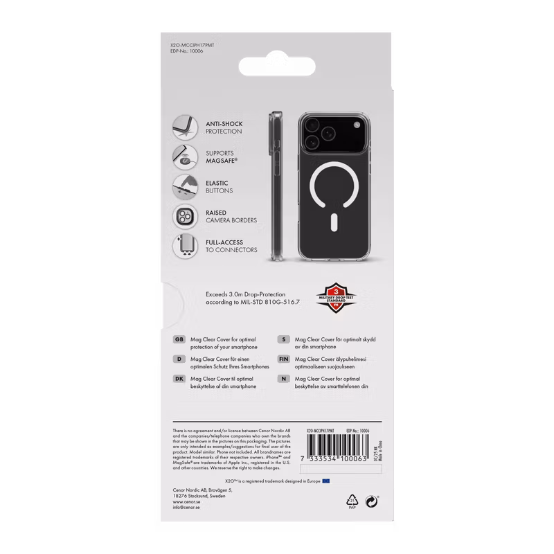 X2O Mag Clear Skal Apple iPhone 17 Pro Max Klar