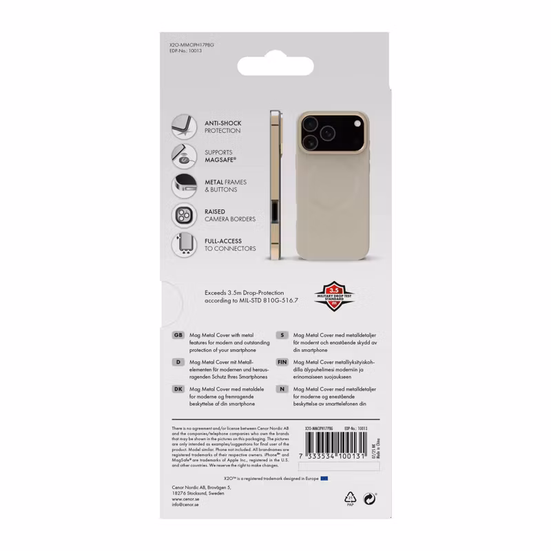 X2O Mag Metal Skal Apple iPhone 17 Pro Beige/Gold