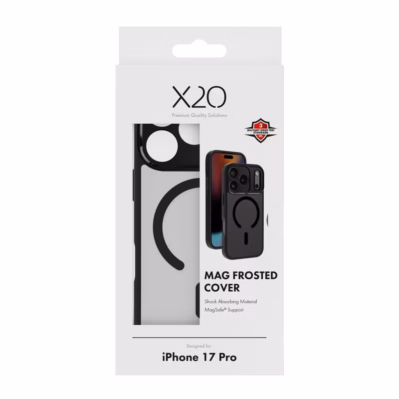 X2O Mag Frosted Skal Apple iPhone 17 Pro Semi-Klar/Svart