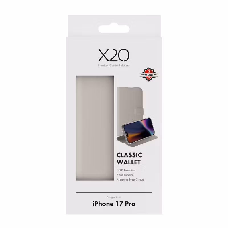 X2O Classic Wallet Plånboksfodral Apple iPhone 17 Pro Greige