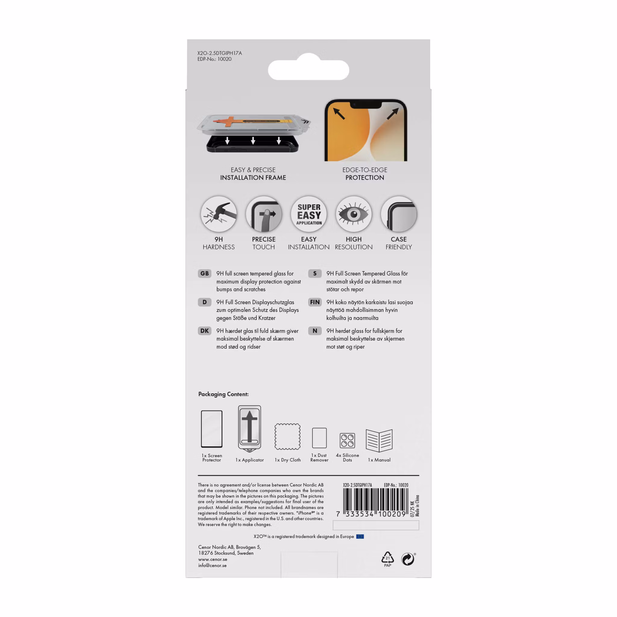 X2O Full Screen Skyddsglas Apple iPhone Air