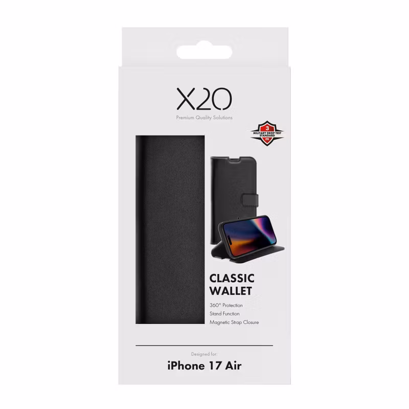 X2O Classic Wallet Plånboksfodral Apple iPhone Air Svart