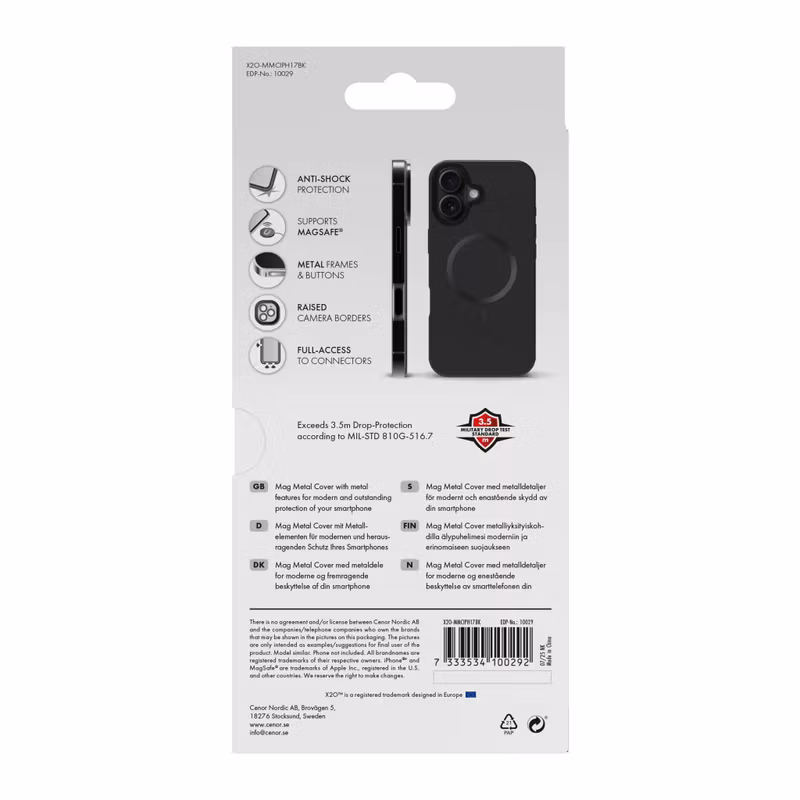 X2O Mag Metal Skal Apple iPhone 17 Svart