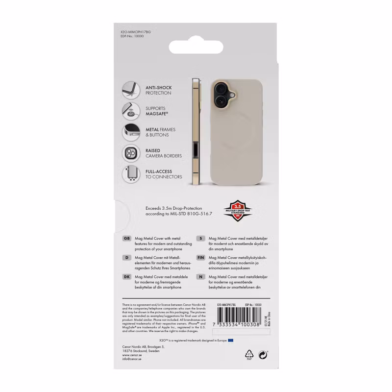 X2O Mag Metal Skal Apple iPhone 17 Beige/Gold