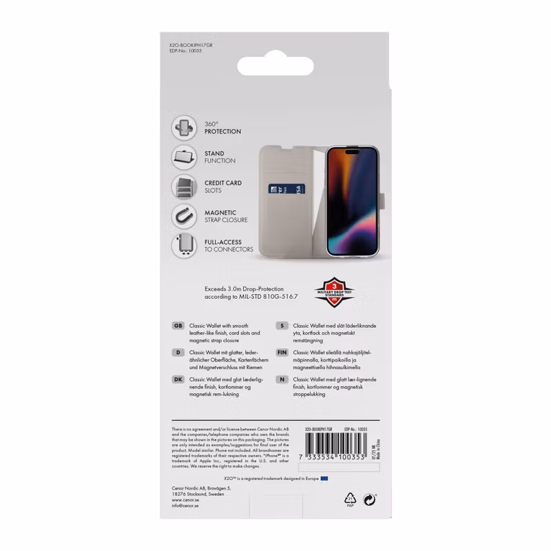 X2O Classic Wallet Plånboksfodral Apple iPhone 17 Greige