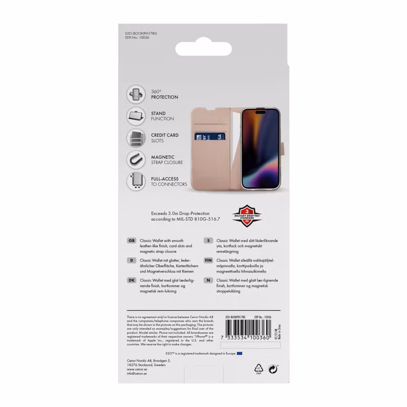 X2O Classic Wallet Plånboksfodral Apple iPhone 17 Rose Gold