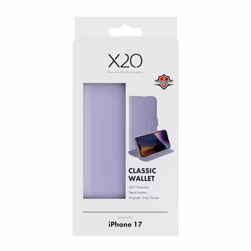 X2O Classic Wallet Plånboksfodral Apple iPhone 17 Lavender