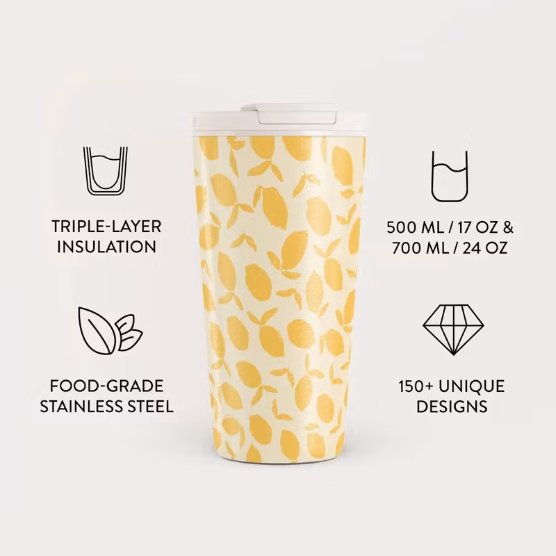 Burga Lemon Tart 500 ml Termosmugg med lock och sugrör i rostfritt stål