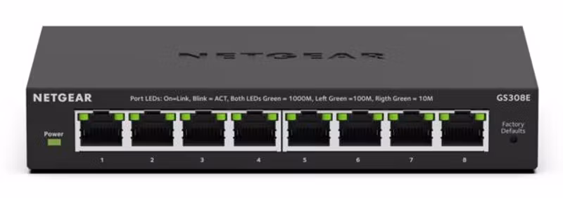 NETGEAR GS308E Managed L2/L3 Gigabit Ethernet (10/100/1000) Black