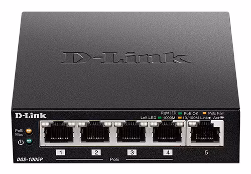 D-Link DGS-1005P/E network switch Unmanaged Gigabit Ethernet (10/100/1000) Power over Ethernet (PoE) Black