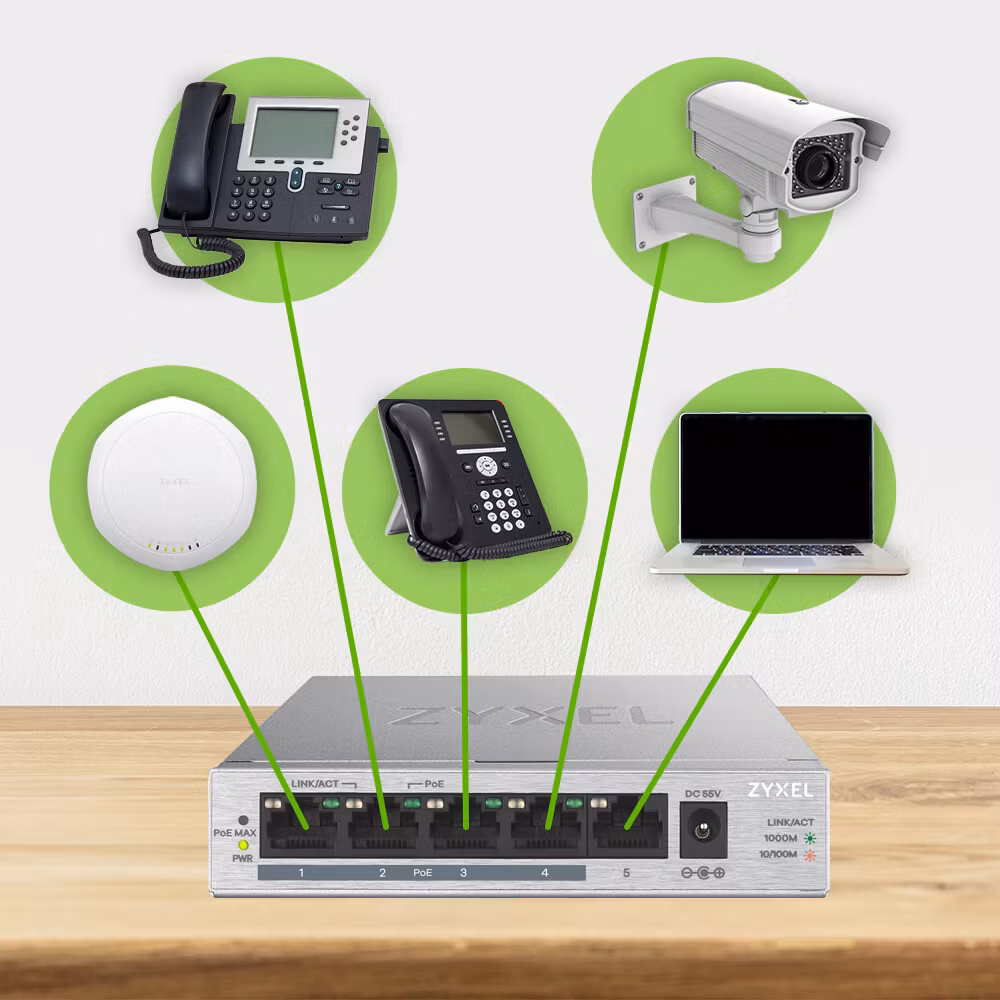 Zyxel GS1005HP Unmanaged Gigabit Ethernet (10/100/1000) Power over Ethernet (PoE) Silver