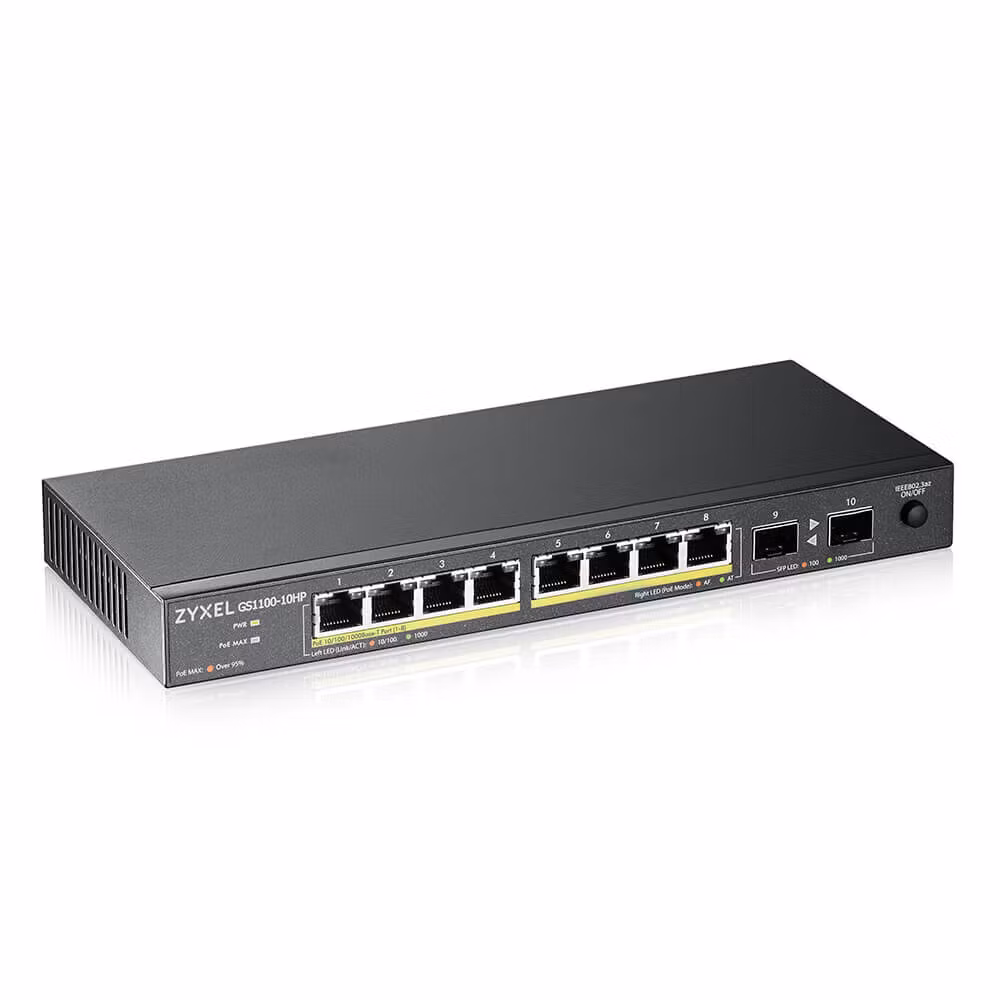 Zyxel GS1100-10HP v2 Unmanaged Gigabit Ethernet (10/100/1000) Power over Ethernet (PoE) Black
