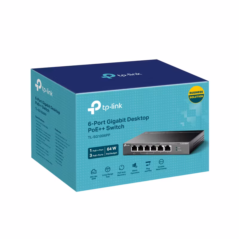 TP-Link 6-Port Gigabit Desktop Switch with 3-Port PoE+ and 1-Port PoE++