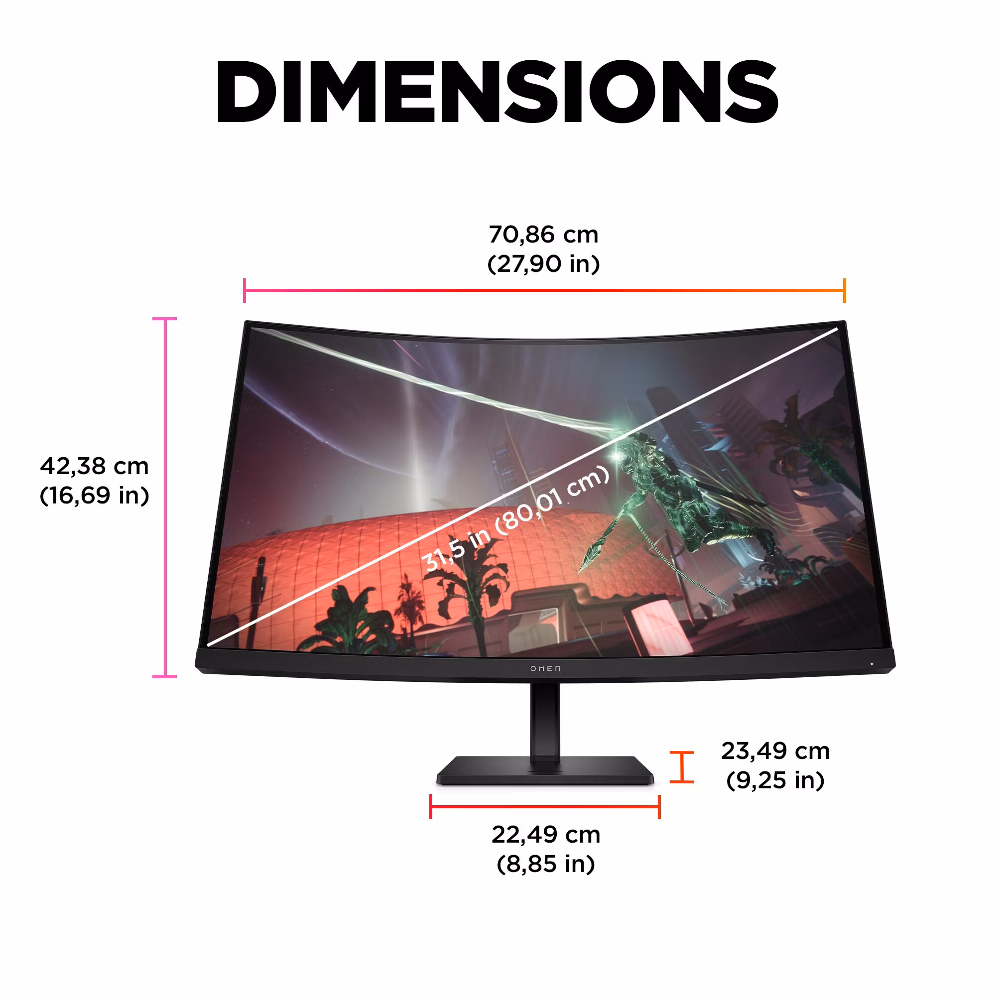 OMEN by HP 32c 31.5" VA 2560 x 1440 QHD 165Hz Curved Gaming Monitor
