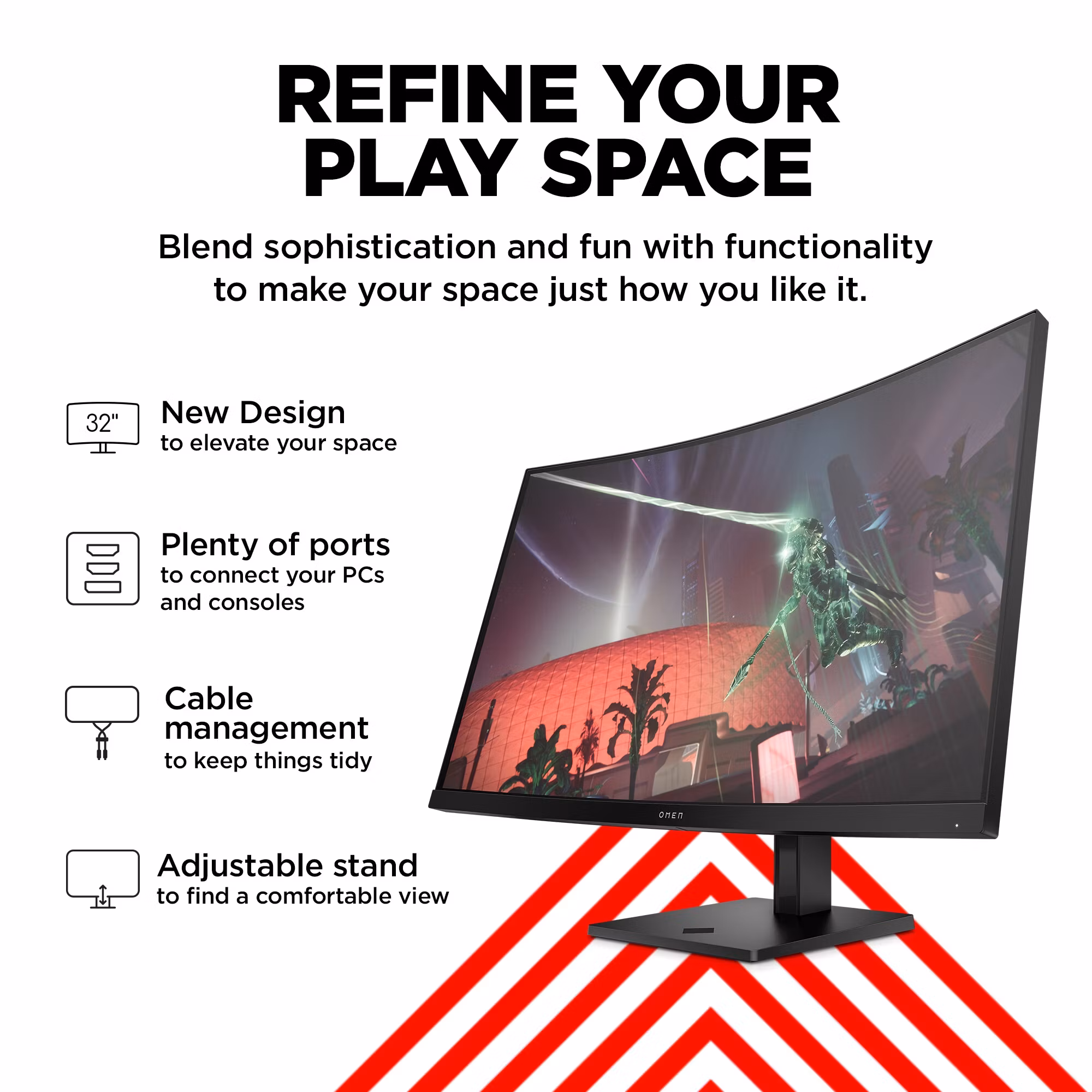 OMEN by HP 32c 31.5" VA 2560 x 1440 QHD 165Hz Curved Gaming Monitor