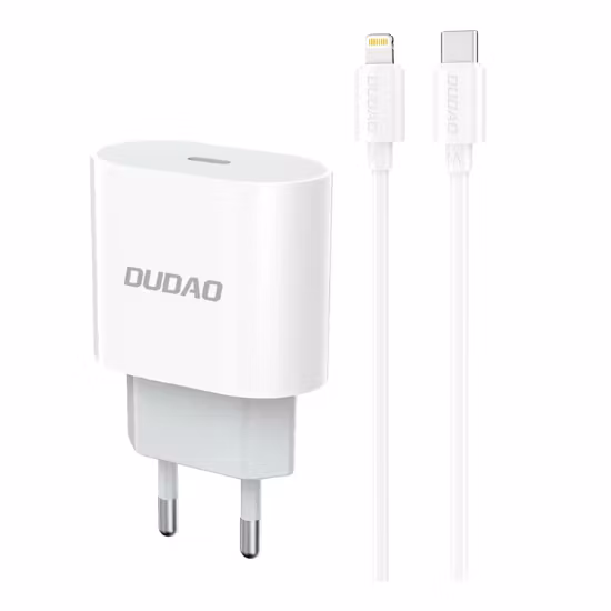 Dudao A14EUL Adapter 20Watt 1xUSB-C (1m USB-C till Lightning inkl kabel) Vit