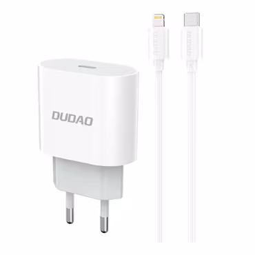 Dudao A14EUL Adapter 20Watt 1xUSB-C (1m USB-C till Lightning inkl kabel) Vit