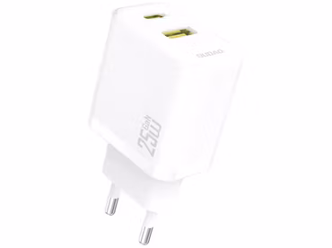 Dudao A26TEU Adapter 25Watt GaN 1xUSB-C 1xUSB-A Laddare Vit