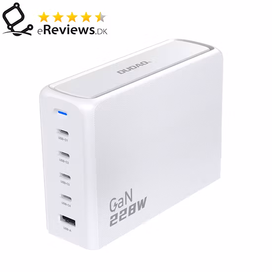 Dudao A228EU 228Watt Adapter GaN 4xUSB-C + 1xUSB-A Laddare Vit