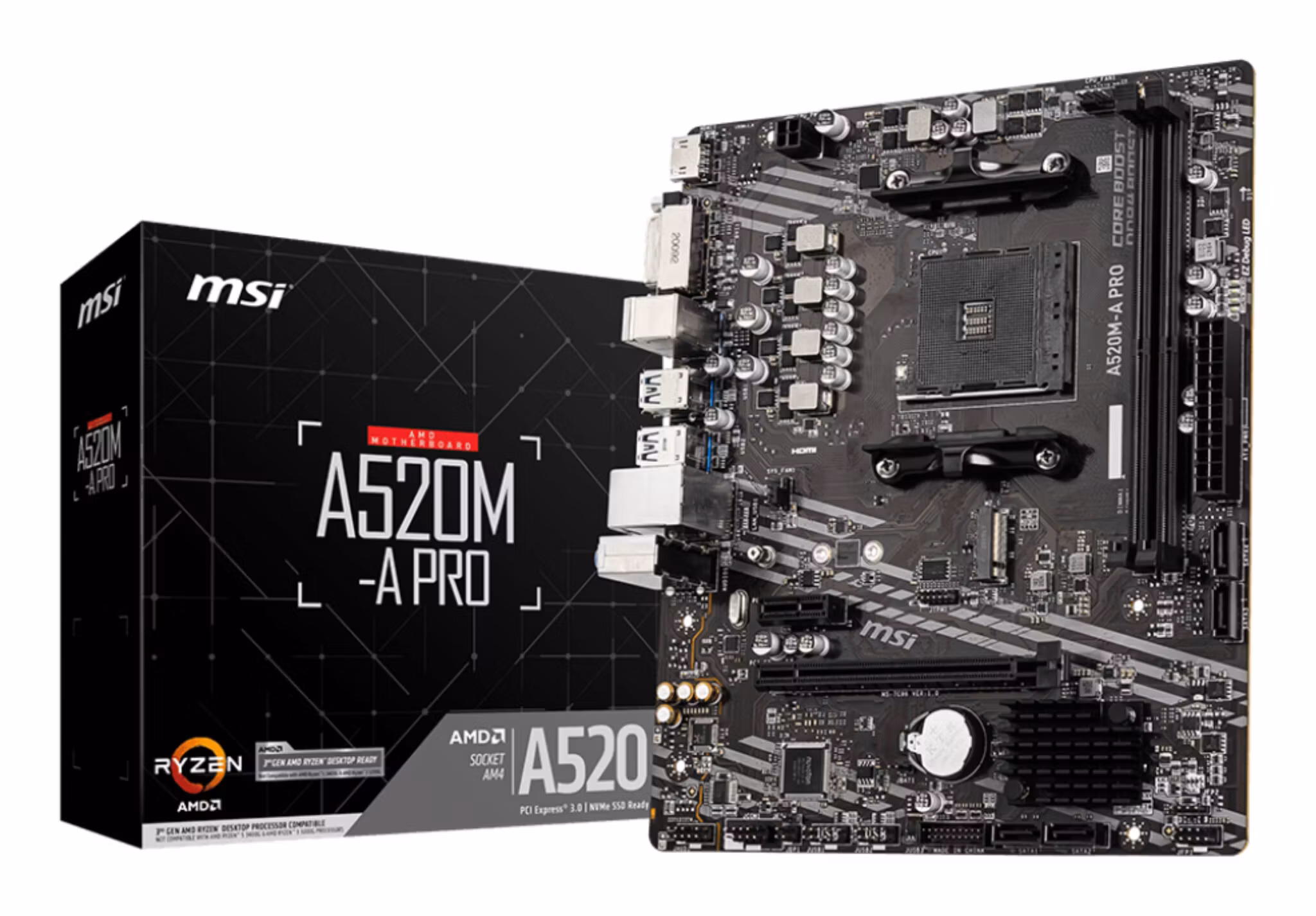 MSI A520M-A PRO motherboard AMD A520 Socket AM4 micro ATX
