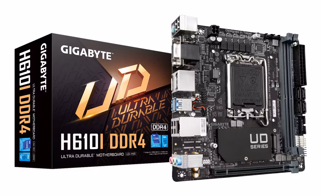 GIGABYTE H610I DDR4 Motherboard - Supports Intel Core 14th CPUs, 4+1+1 Hybrid Digital VRM, up to 3200MHz DDR4, 1xPCIe 3.0 M.2, GbE LAN, USB 3.2 Gen 1