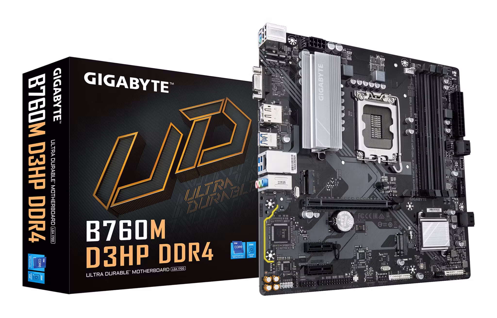 GIGABYTE B760M D3HP DDR4 Motherboard - Supports Intel Core 14th Gen CPUs, 4+1+1 Phases Digital VRM, up to 5333MHz DDR4 (OC), 2xPCIe 4.0 M.2, GbE LAN, USB 3.2 Gen1