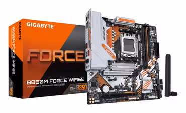 GIGABYTE B850M FORCE WIFI6E Motherboard - AMD Ryzen 9000 Series CPUs, 8+2+2 Phases Digital VRM, up to 9600MHz DDR5 (OC), 1xPCIe 5.0 + 2xPCIe 4.0 M.2, Wi-Fi 6E, 2.5 GbE LAN, USB 3.2 Gen 2