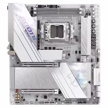 GIGABYTE X870 AORUS TACHYON ICE Motherboard - Supports AMD Ryzen 9000 CPUs, 18+2+2 Phases Digital VRM, up to 9600Hz DDR5 (OC), 1xPCIe 5.0 + 2xPCIe 4.0, Wi-Fi 7, 5 GbE LAN, USB 4