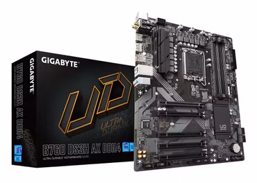 GIGABYTE B760 DS3H AX DDR4 Motherboard - Supports Intel Core 14th CPUs, 8+2+1 Phases Digital VRM, up to 5333MHz DDR4 (OC), 2xPCIe 4.0 M.2, Wi-Fi 6E, GbE LAN, USB 3.2 Gen 2