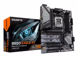 GIGABYTE B650 EAGLE AX Motherboard - AMD Ryzen 9000 Series CPUs, 12+2+2 Phases VRM, up to 7600MHz DDR5 (OC), 1xPCIe 5.0 + 2xPCIe 4.0 M.2, GbE LAN, WIFI 6E, USB 3.2 Gen 2