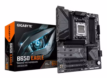 GIGABYTE B650 EAGLE Motherboard - AMD Ryzen 9000 Series CPUs, 12+2+2 Phases VRM, up to 7600MHz DDR5 (OC), 1xPCIe 5.0 + 2xPCIe 4.0 M.2, GbE LAN, USB 3.2 Gen 2