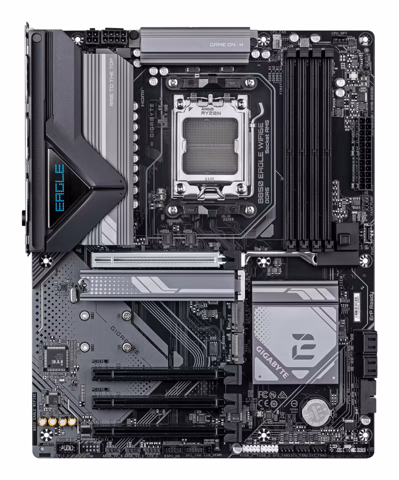 GIGABYTE B850 EAGLE WIFI6E Motherboard - AMD Ryzen 9000 Series CPUs, 8+2+2 Phases Digital VRM, up to 8200MHz DDR5 (OC), 1xPCIe 5.0 + 2xPCIe 4.0 M.2, GbE LAN, WIFI 6E, USB 3.2 Gen 2
