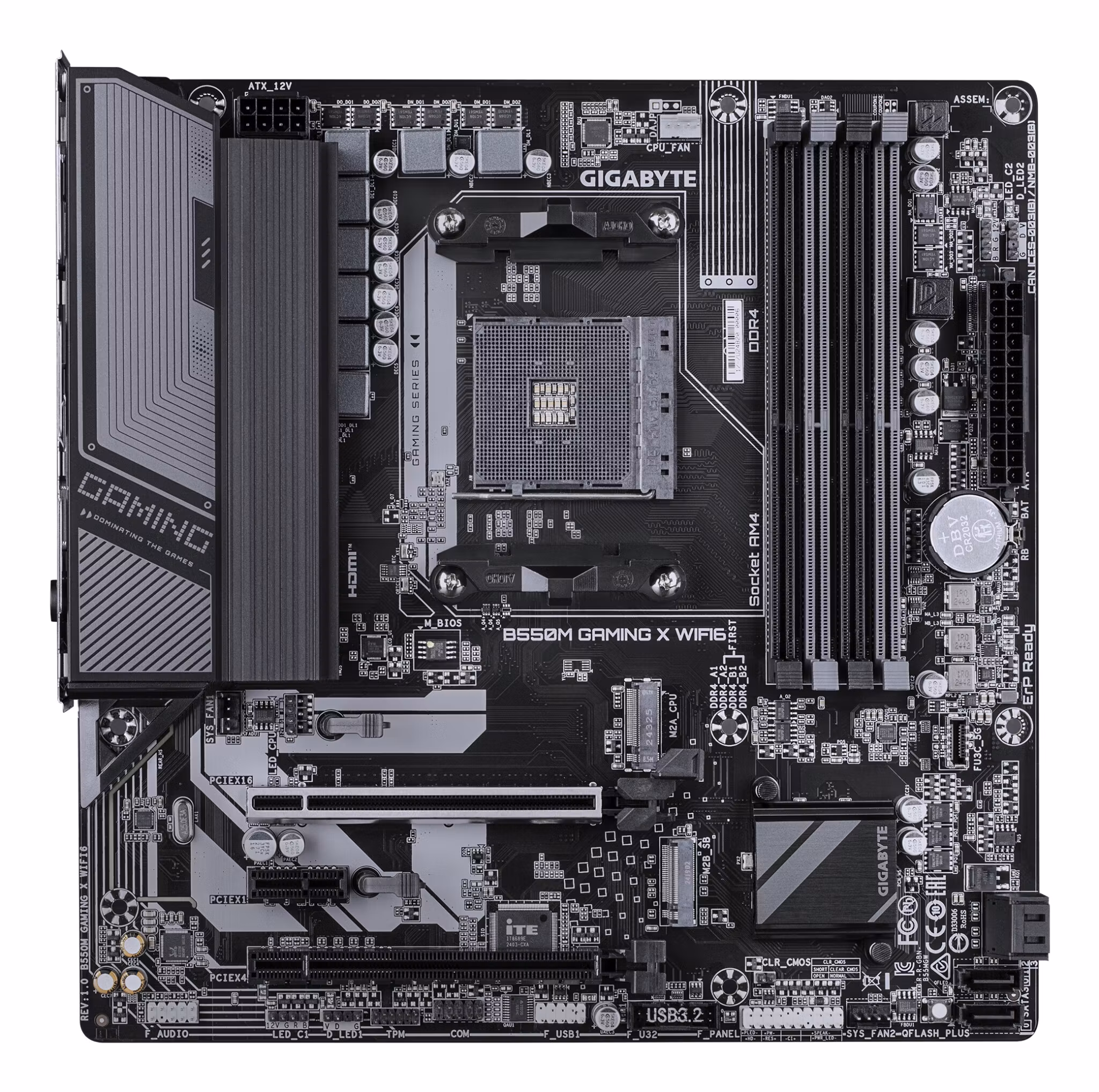 GIGABYTE B550M GAMING X WIFI6 Motherboard - AMD Ryzen 5000 CPUs, 5+3 Phases VRM, up to 3200MHz DDR4, 1xPCIe 4.0 + 1xPCIe 3.0 M.2, Wi-Fi 6, 1GbE LAN, USB 3.2 Gen 1