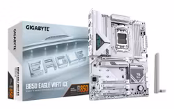 GIGABYTE B850 EAGLE WIFI7 ICE Motherboard - AMD Ryzen 9000 Series CPUs, 8+2+2 Phases Digital VRM, up to 8200MHz DDR5 (OC), 1xPCIe 5.0 + 2xPCIe 4.0 M.2, WIFI 7, 2.5 GbE LAN, USB 3.2 Gen 2