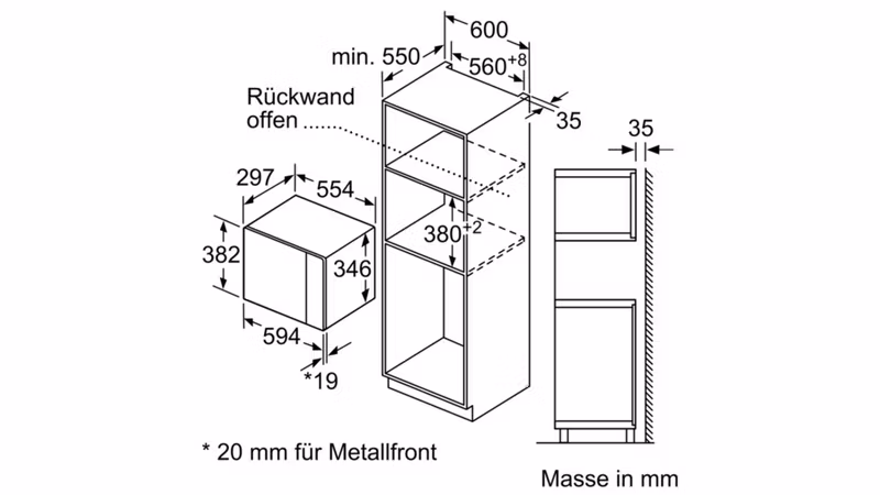 Bosch Serie | 4 BFL520MS0 integrerad mikrovågsugn 800W 20liter Rustfrit stål