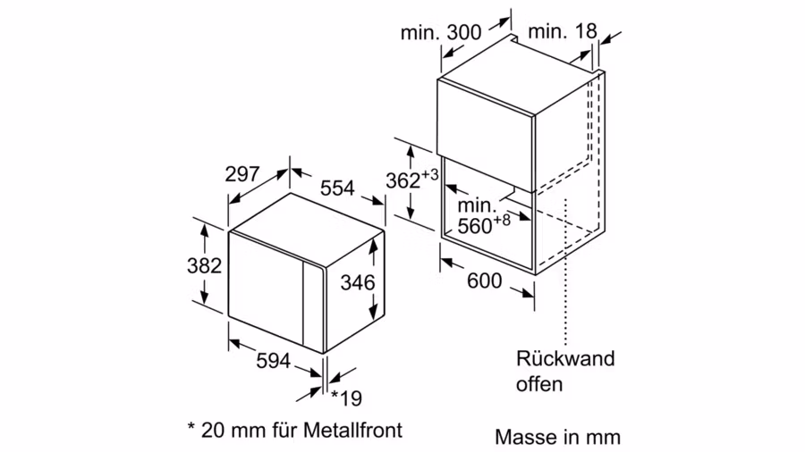 Bosch Serie | 4 BFL520MS0 integrerad mikrovågsugn 800W 20liter Rustfrit stål