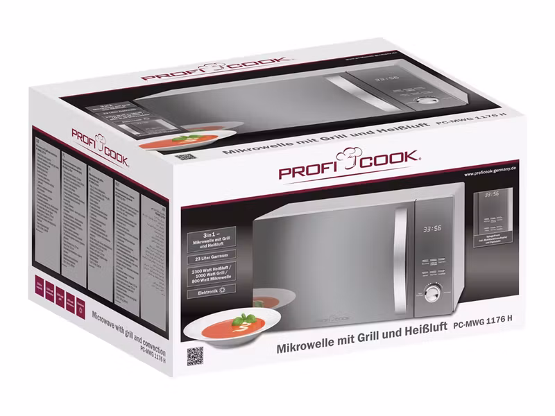ProfiCook PC-MWG 1176 H Med Varmluft och Grill 23 liter 800 W Silver