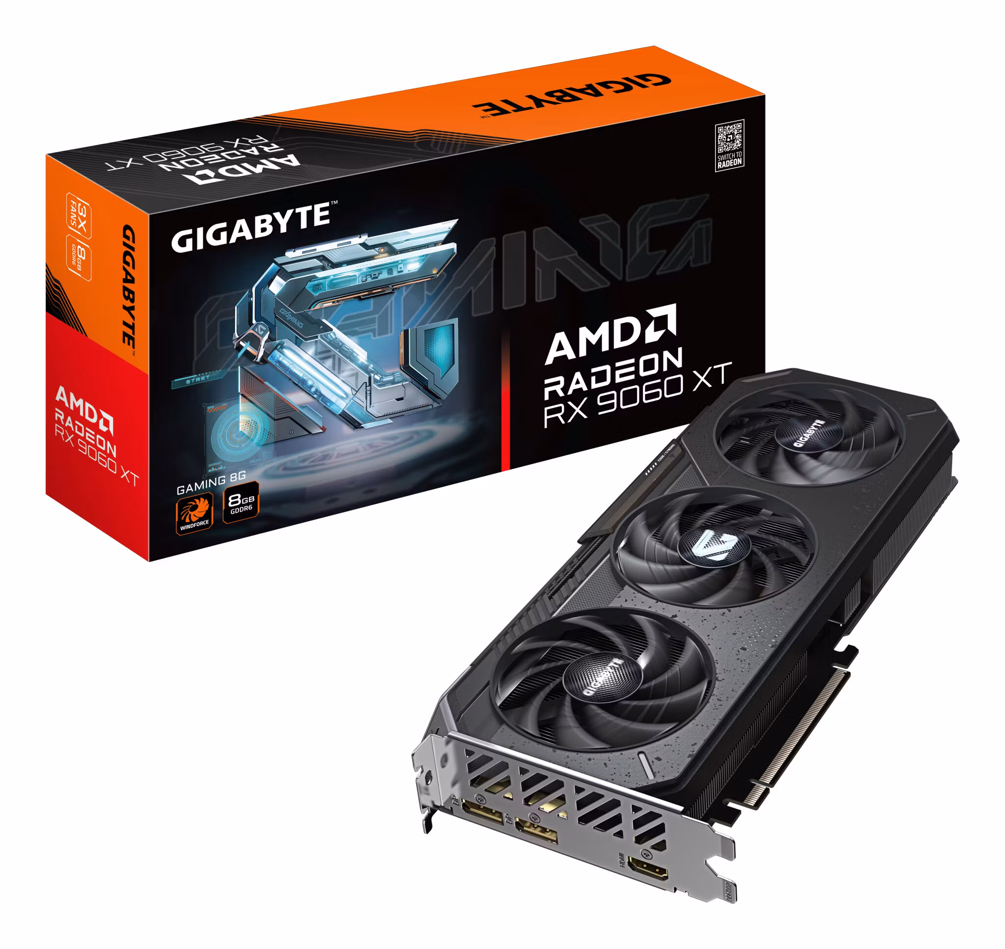 GIGABYTE Radeon RX 9060 XT GAMING 8G Graphics Card - 8GB GDDR6, 128bit, PCI-E 5.0, 3130 MHz Core Clock, 2 x DisplayPort, 1 x HDMI, GV-R9060XTGAMING-8GD