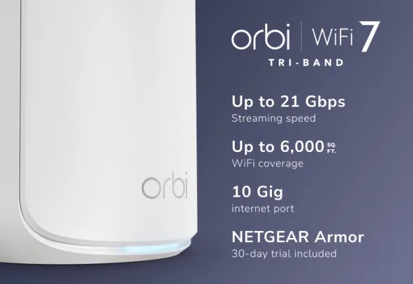 Netgear Orbi 870 Series Tri-Band WiFi 7 Mesh 2-Pack Router