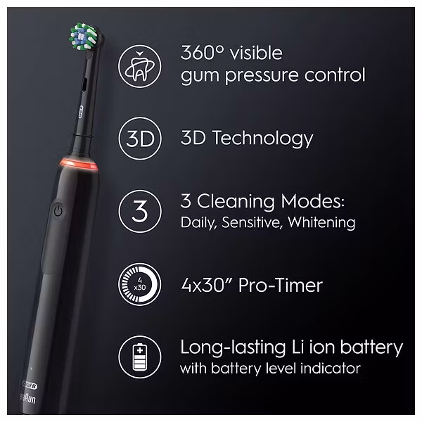 Oral-B Pro 3 3500 + Extra Refill + Resefodral Svart
