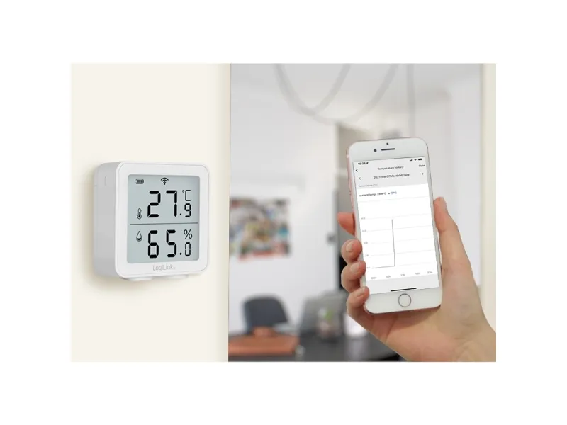 LogiLink Smart Termo och hygrometer trådlös Vit