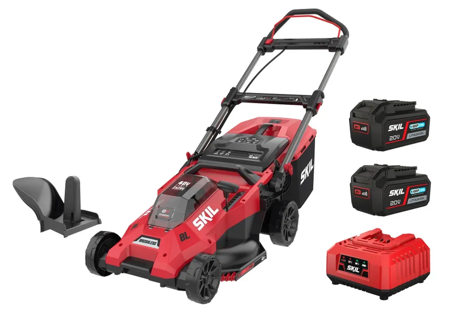 Skil GM1E0140BA Batteridriven Gräsklippare 43 cm Skärbredd Inkl 2 Batterier och Laddare