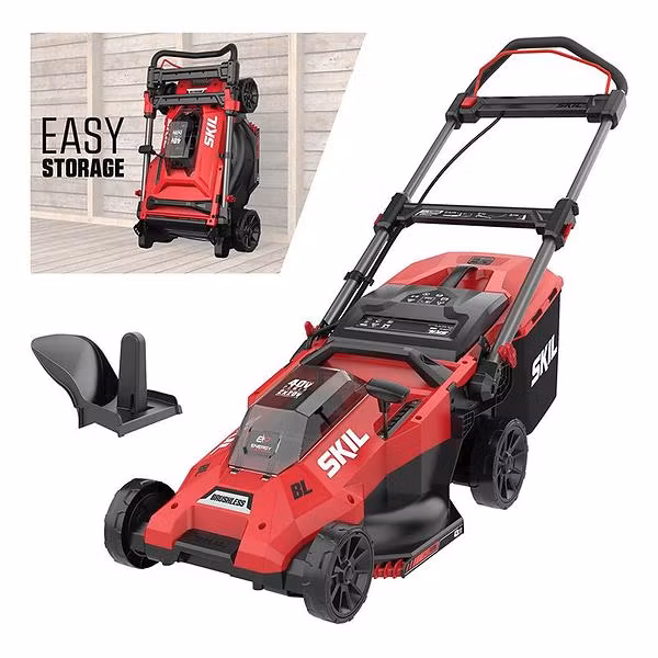 Skil GM1E0140BA Batteridriven Gräsklippare 43 cm Skärbredd Inkl 2 Batterier och Laddare