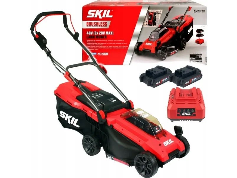 Skil Batteridriven gräsklippare Sladdlös inkl Batterier och Laddare 34 cm